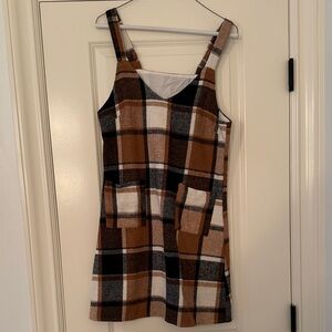 Cupshe Plaid Mini Dress - Brown, Black, and White